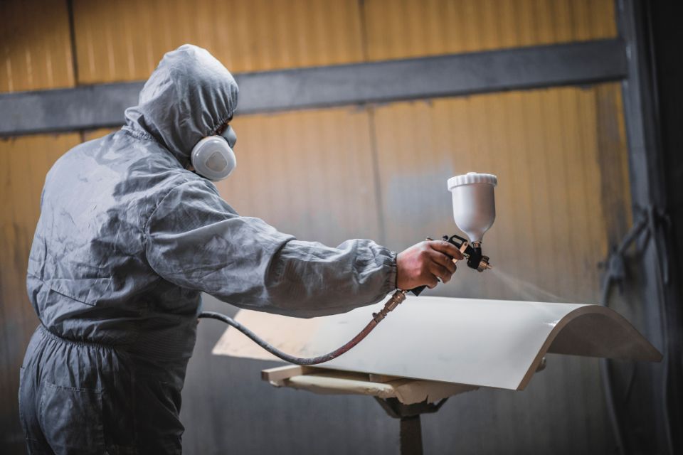 Spraying Kitchen Cabinets